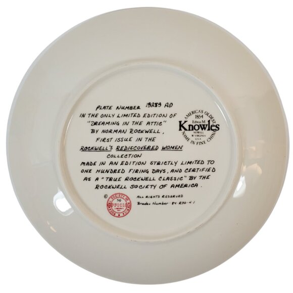 Vintage Norman Rockwell Collector Plate "Dreaming in the Attic" 1981 - Picture 2 of 6